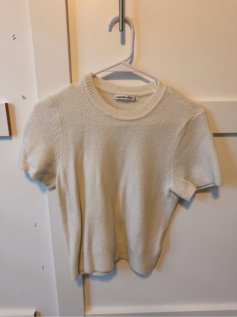 Abercrombie & Fitch Cream Short-Sleeve Sweater Tee